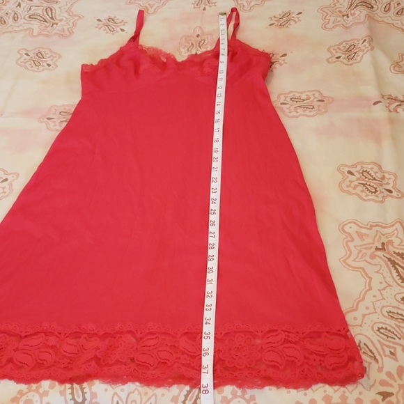 NWOT Vintage Sexy Hot Red Slip. Lace Nylon Chemise - Picture 8 of 10